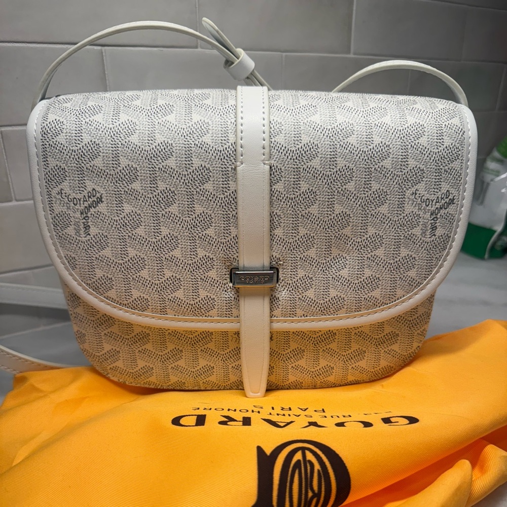 White and Gray Patterned Crossbody Bag